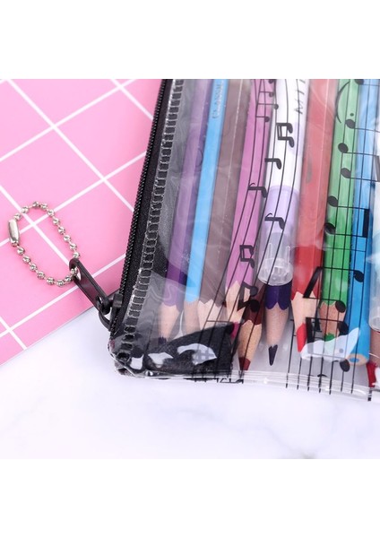 Pembe Tarzı Müzik Notası Piyano Klavyesi Kalem Kutusu Plastik Şeffaf Kalem Çantası Öğrenci Hediyesi 24BB (Yurt Dışından) fırsatları