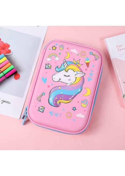 A1 Stili 3D Unicorn Kalem Kutusu Okul Sevimli Kalem Kutusu Eva Sert Kabuklu Kalem Kutusu Kız Kalem Çantası Öğrenci Kalem Çantası Karikatür Kawaii Kırtasiye (Yurt Dışından)