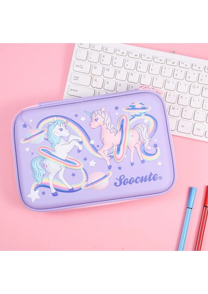 A22 Stili 3D Unicorn Kalem Kutusu Okul Sevimli Kalem Kutusu Eva Sert Kabuklu Kalem Kutusu Kız Kalem Çantası Öğrenci Kalem Çantası Karikatür Kawaii Kırtasiye (Yurt Dışından)