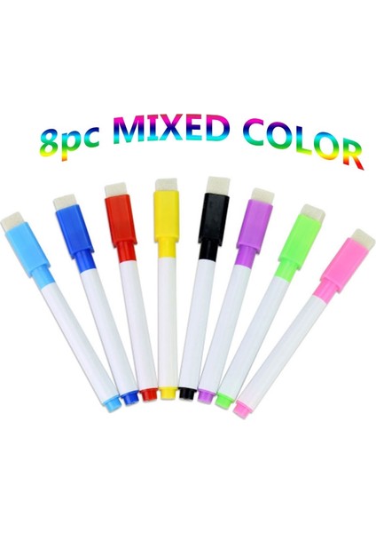 8 Adet Çok Renkli Stil 8 Adet Manyetik Renkli Beyaz Tahta Kalem Siyah Beyaz Tahta Işaretleyiciler Dahili Silgi Okul Kaynağı Çocuk Grafiti Cetvel Kalemi (Yurt Dışından) fiyatları