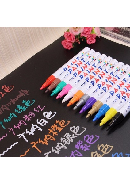 Kahverengi Tarzı 12 Renk Su Geçirmez Araba Lastiği Lastik Sırtı CD Metal Kalıcı Boya Marker Grafiti Yağlı Marker Macador Caneta Kırtasiye (Yurt Dışından) fırsatları