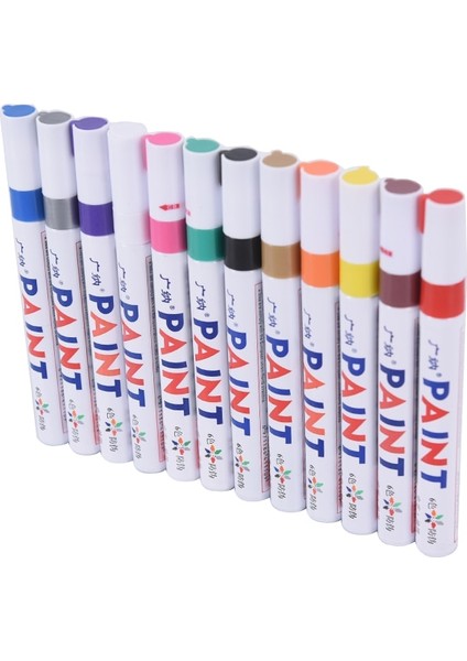Kırmızı Stil 12 Renk Su Geçirmez Araba Lastiği Lastik Sırtı CD Metal Kalıcı Boya Marker Graffti Yağlı Marker Kalem Kırtasiye (Yurt Dışından)