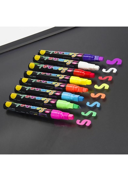 8 Renk Fosforlu Floresan Sıvı Tebeşir Işaretleyici Neon Kalem LED Yazı Tahtası Karatahta Cam Boyama Grafiti Ofis Su (Yurt Dışından)