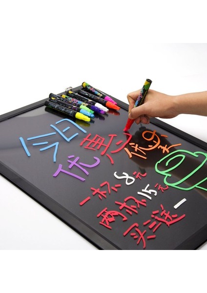8 Renk Fosforlu Floresan Sıvı Tebeşir Işaretleyici Neon Kalem LED Yazı Tahtası Karatahta Cam Boyama Grafiti Ofis Su (Yurt Dışından)