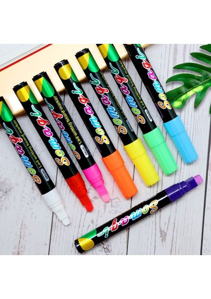 8 Renk Fosforlu Floresan Sıvı Tebeşir Işaretleyici Neon Kalem LED Yazı Tahtası Karatahta Cam Boyama Grafiti Ofis Su (Yurt Dışından)