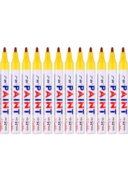 12 Adet Sarı Stil 12 Renk Set Su Geçirmez Araba Lastiği Lastik Sırtı Kauçuk Metal Kalıcı Boya Marker Kalem Graffti Yağlı Marker Kalem Kırtasiye Malzemeleri (Yurt Dışından)