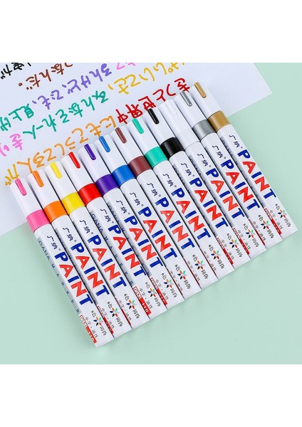 12 Adet Sarı Stil 12 Renk Set Su Geçirmez Araba Lastiği Lastik Sırtı Kauçuk Metal Kalıcı Boya Marker Kalem Graffti Yağlı Marker Kalem Kırtasiye Malzemeleri (Yurt Dışından)