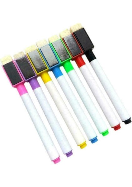 8 Adet Renkli Beyaz Tahta Kalem Silinebilir Kuru Çevre Işaretleme Kalem Fırça ile Boyama Yazma Ofis Okul Aksesuarları (Yurt Dışından)