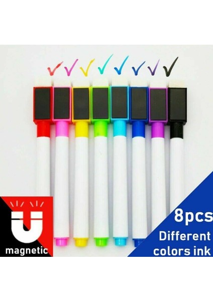 8 Adet Renkli Beyaz Tahta Kalem Silinebilir Kuru Çevre Işaretleme Kalem Fırça ile Boyama Yazma Ofis Okul Aksesuarları (Yurt Dışından) fiyatları