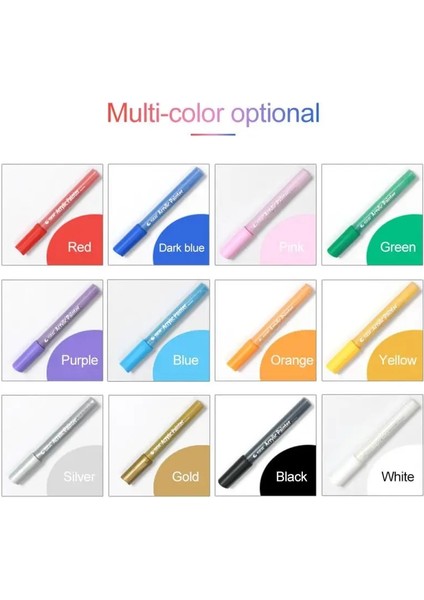 Mor Tarzı Renkli Su Geçirmez Kalıcı Boya Kalemi Lastik Metal Lastik Sırtı Kauçuk Kumaş Boya Metal Yüz Kalıcı Toyo Boya Marker Kalem (Yurt Dışından)
