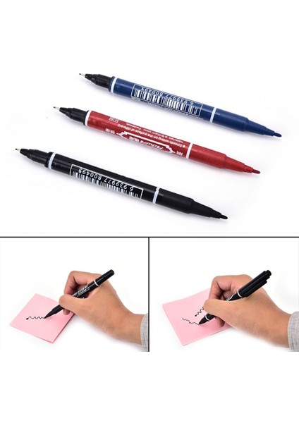 3 Renkli Marker Kalem Pratik Çift El Marker Kalemler Suya Dayanıklı Mürekkep Taşınabilir Ince Renkli (Yurt Dışından)