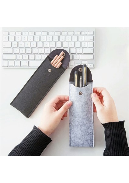 Siyah Stil Mple Düz Renk Keçe Kalem Kutusu Okul Malzemeleri Sevimli Kalem Kutusu Kırtasiye Taşınabilir Kalem Kutusu Kalem Çantası (Yurt Dışından) fiyatları