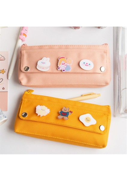 Pembe Stil 1 Adet Kawaii Kapaklı Üç Rozetli Büyük Kapasiteli Kalem Kutusu Kalem Silgisi Şeker Renk Saklama Kutusu Sevimli Basit Kırtasiye (Yurt Dışından) fiyatları