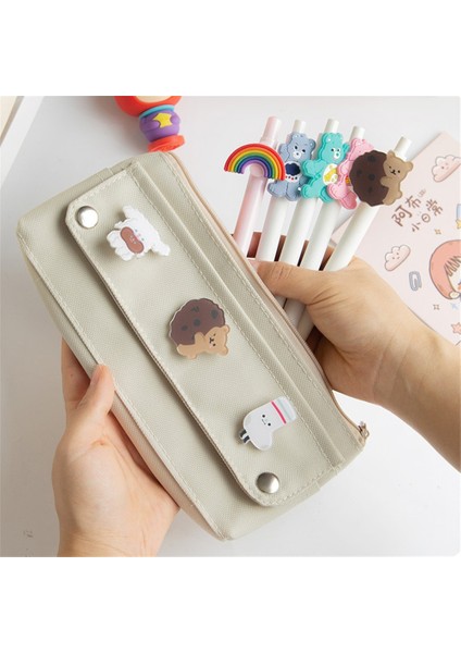 Pembe Stil 1 Adet Kawaii Kapaklı Üç Rozetli Büyük Kapasiteli Kalem Kutusu Kalem Silgisi Şeker Renk Saklama Kutusu Sevimli Basit Kırtasiye (Yurt Dışından) modelleri