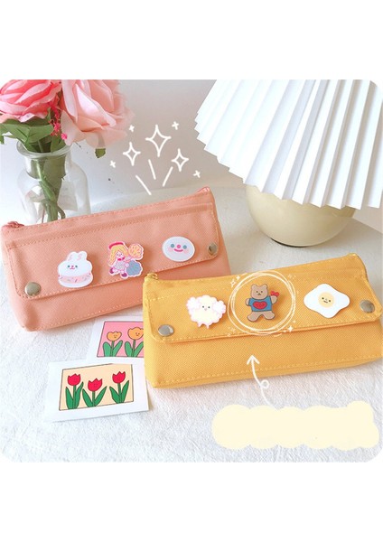 Pembe Stil 1 Adet Kawaii Kapaklı Üç Rozetli Büyük Kapasiteli Kalem Kutusu Kalem Silgisi Şeker Renk Saklama Kutusu Sevimli Basit Kırtasiye (Yurt Dışından) fırsatları