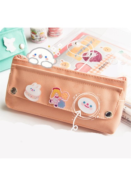 Pembe Stil 1 Adet Kawaii Kapaklı Üç Rozetli Büyük Kapasiteli Kalem Kutusu Kalem Silgisi Şeker Renk Saklama Kutusu Sevimli Basit Kırtasiye (Yurt Dışından) indirimleri