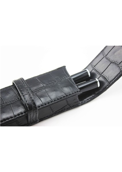 D Stili 2 Kalemler Durumda Lüks Siyah Deri Kalem Casebag Rulo Tükenmez Kalem Dolma Kalem Tükenmez Kalem Binder Kırtasiye (Yurt Dışından) fırsatları