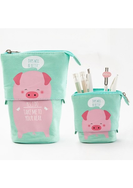 Domuz Stili Sevimli Kedi Okul Kalem Kutusu Kız Erkek Kalem Kutusu Için Kanvas Kartuş Kalem Çantası Kawaii Unicorn Kalem Kutusu Kırtasiye Kore Ceza Kiti (Yurt Dışından)