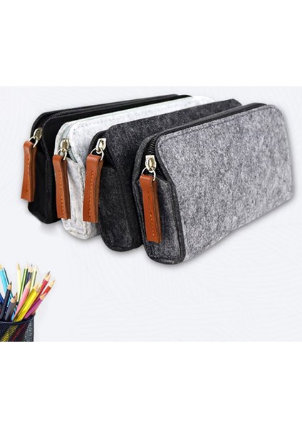 Siyah Gri Tarzı Taşınabilir Öğrenciler Kalem Çantası Büyük Kapasiteli Kalem Kutusu Fermuar Depolama Kırtasiye Organizatör Keçe Okul Kalem Kutusu Okul Malzemeleri (Yurt Dışından) modelleri