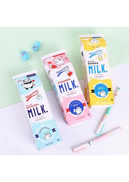 Mavi Stil P62 Kawaii Yaratıcı Meyve Süt Karton Tasarım Kalem Kutusu Pu Su Geçirmez Okul Tedarik Öğrenci Kırtasiye Büyük Depolama Çocuklar Hediye (Yurt Dışından) fiyatları