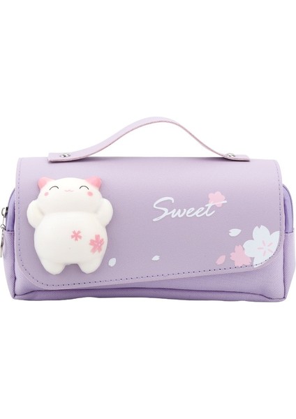 Kedi Mor Tarzı Sakura Kalem Çantası Pu Deri Kalem Kutusu Kawaii Kırtasiye Cetvel Kılıfı Okul Kız Için Tatlı Silgi Tutucu Hediye Kutusu Çiçek Depolama (Yurt Dışından)