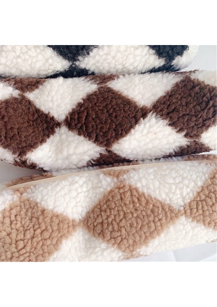 Haki Tarzı Yeni Peluş Şerit Tarzı Kalem Kutusu Ins Moda Büyük Kapasiteli Kalem Çantası Kırtasiye Malzemeleri Için Kozmetik Kılıfı Saklama Çantası (Yurt Dışından)