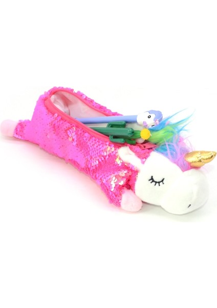 Maymun Stili Pullu Kalem Kutusu Mum Boya Licorne Astucci Estuches Lapices Peluş Kızlar Unicorn Etui Pennen Kawaool Malzemeleri Kalem Kutusu (Yurt Dışından)