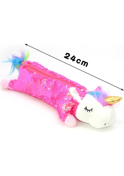 Maymun Stili Pullu Kalem Kutusu Mum Boya Licorne Astucci Estuches Lapices Peluş Kızlar Unicorn Etui Pennen Kawaool Malzemeleri Kalem Kutusu (Yurt Dışından)
