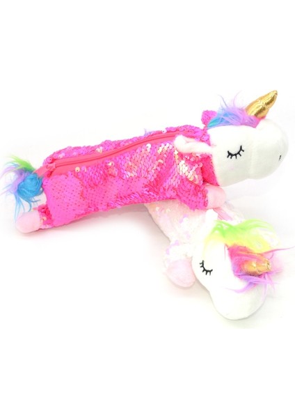Maymun Stili Pullu Kalem Kutusu Mum Boya Licorne Astucci Estuches Lapices Peluş Kızlar Unicorn Etui Pennen Kawaool Malzemeleri Kalem Kutusu (Yurt Dışından)