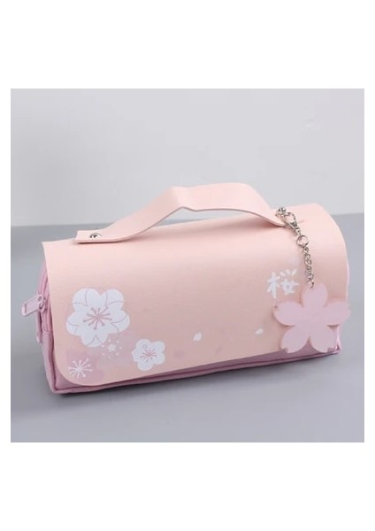 Pembe Tarzı Sakura Kalem Çantası Pu Deri Kalem Kutusu Kawaii Kırtasiye Cetvel Kılıfı Okul Kız Için Tatlı Silgi Tutucu Hediye Kutusu Çiçek Depolama (Yurt Dışından)