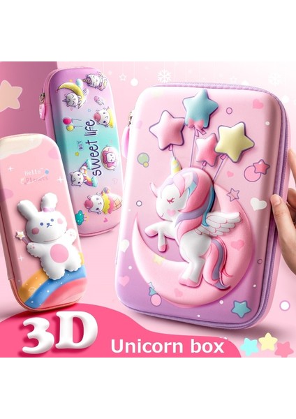 K Tarzı 3D Kalem Kutusu Eva Saklama Kutusu Kawaii Kırtasiye Hediye Için Güzel Pembe Unicorn Karikatür Kalem Çantası Kızlar Için Pouool Malzemeleri (Yurt Dışından) fırsatları