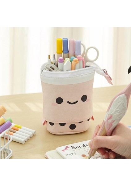 Mavi Stil 1 Adet Yaratıcı Geri Çekilebilir Süt Çay Stand Up Kalem Kutusu Okul Kırtasiye Saklama Çantası Büyük Kapasiteli Sevimli Kalemlik Çocuk Hediye Çantası (Yurt Dışından) indirimleri