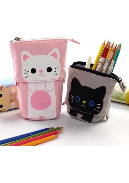 A4 Stili Yazın Yaratıcı Geri Çekilebilir Tuval Kalem Kutusu Kawaii Kedi Okul Kalem Kutuları Büyük Kırtasiye Çantası Çocuklar Için Sevimli Kalemlik Hediyeler Kalem Çantası (Yurt Dışından) fiyatları