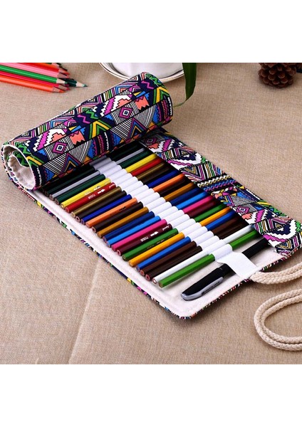 12 Delik Stili Yeni Delikler Tuval Wrap Roll Up Kalem Çantası Kalem Kutusu Tutucu Depolama Pou (Yurt Dışından)