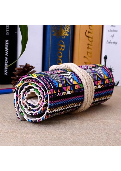 12 Delik Stili Yeni Delikler Tuval Wrap Roll Up Kalem Çantası Kalem Kutusu Tutucu Depolama Pou (Yurt Dışından) fırsatları