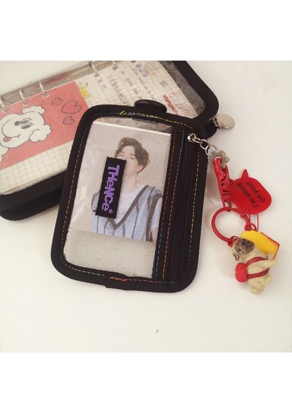 Cüzdan Stili Koreli Ins Lazer Şeffaf Kalem Çantası Pvc Siyah Kenarlık Flaş Tozu Gevşek Yapraklı Bağlayıcı Kız Kişiselleştirilmiş Banka Kartı Çanta Cüzdanı (Yurt Dışından) fiyatları