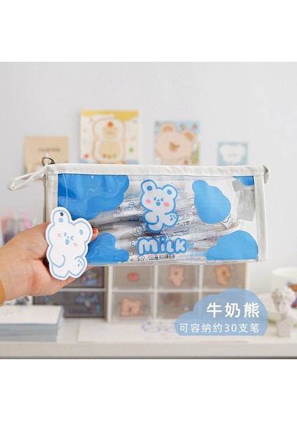 B Tarzı Sevimli Tavşan Temizle Pvc Fermuar Kalem Kalem Kutusu Taşınabilir Seyahat Tuvalet Çantası Büyük Kapasiteli Kırtasiye (Yurt Dışından) fiyatları