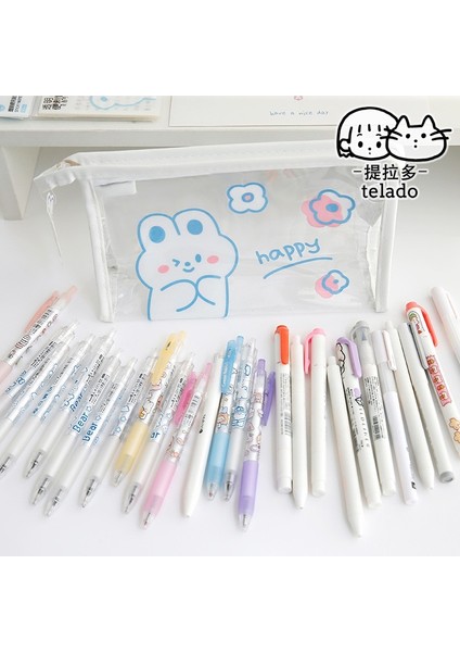 B Tarzı Sevimli Tavşan Temizle Pvc Fermuar Kalem Kalem Kutusu Taşınabilir Seyahat Tuvalet Çantası Büyük Kapasiteli Kırtasiye (Yurt Dışından) modelleri