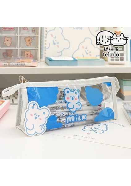 B Tarzı Sevimli Tavşan Temizle Pvc Fermuar Kalem Kalem Kutusu Taşınabilir Seyahat Tuvalet Çantası Büyük Kapasiteli Kırtasiye (Yurt Dışından) fırsatları