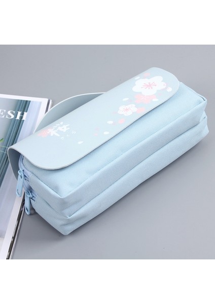 Açık Mavi Stil Sakura Kalem Çantası Pu Deri Kalem Kutusu Kawaii Kırtasiye Cetvel Kılıfı Okul Kız Için Tatlı Silgi Tutucu Hediye Kutusu Çiçek Depolama (Yurt Dışından) fırsatları