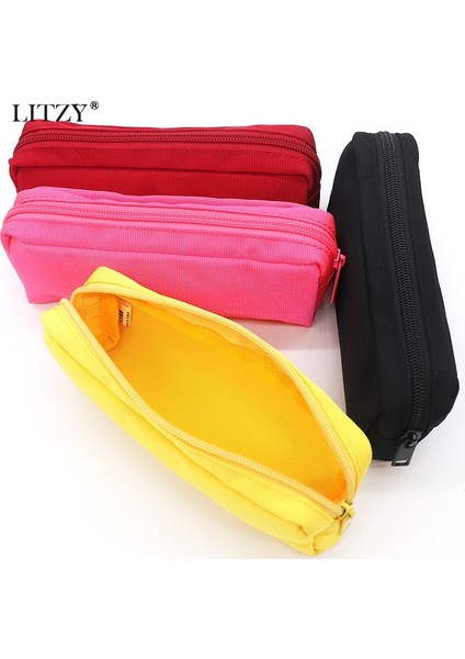 Kraliyet Mavisi Renk Stili Siyah Tuval Kalem Kutusu Okul Erkek Kız Için Pencilcase Basit Şeker Renk Büyük Kapasiteli Kalem Kutuları Kırtasiye Kozmetik Çantası (Yurt Dışından) fiyatları