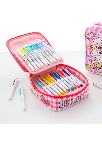 Pembe Tarzı Sevimli 40 Delik Okul Kalem Kutusu Kore Kalem Kutusu Büyük Ceza Öğrenci Çocuklar Kızlar Için Suluboya Kalem Çantası Kawaii Kalem Kutusu Malzemeleri (Yurt Dışından)