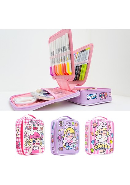 Pembe Tarzı Sevimli 40 Delik Okul Kalem Kutusu Kore Kalem Kutusu Büyük Ceza Öğrenci Çocuklar Kızlar Için Suluboya Kalem Çantası Kawaii Kalem Kutusu Malzemeleri (Yurt Dışından)