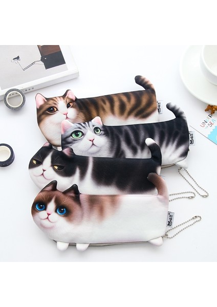 No.4 Tarzı Sevimli 3D Kedi Kalem Çantası Simülasyonu Papelaria Yumuşak Şekerleme Kalem Kutusu Kırtasiye Malzemesi Escolor Okul Malzemeleri (Yurt Dışından)
