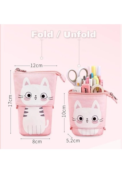 A4 Stili Yaratıcı Geri Çekilebilir Kedi Kalem Kutusu Okul Kırtasiye Çantası Kawaii Kalem Kutuları Tuval Büyük Sevimli Kalemlik Çocuklar Için Hediyeler Kalem Çantası (Yurt Dışından) modelleri