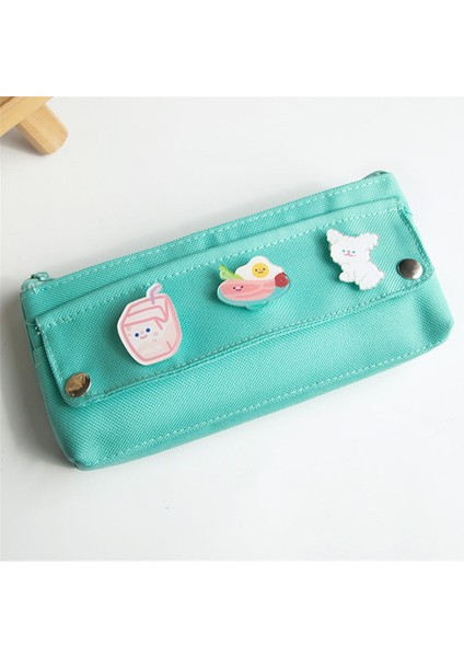 Mavi Stil Sevimli Kalem Kutusu Kawaii Kapaklı Üç Rozetli Kalem Silgisi Şeker Organizatör Pouool Ofis Kırtasiye Malzemeleri (Yurt Dışından)