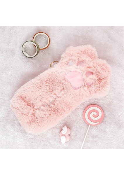 Pembe Stil Cut Kedi Pençe Kalem Çantası Yumuşak Peluş Kozmetik Kılıfı Büyük Kapasiteli Kalem Kutusu Kalemlik Okul Malzemeleri Kırtasiye Organizatör (Yurt Dışından)