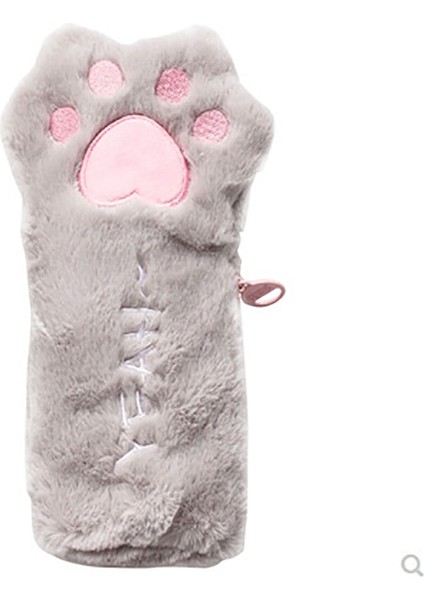 Gri Tarzı Cut Kedi Pençe Kalem Çantası Yumuşak Peluş Kozmetik Çantası Büyük Kapasiteli Kalem Kutusu Kalemlik Kırtasiye Organizatör Kawaii Kırtasiye (Yurt Dışından)