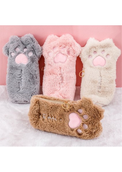 Gri Stil Cut Kedi Pençe Kalem Çantası Yumuşak Peluş Kozmetik Kılıfı Büyük Kapasiteli Kalem Kutusu Kalemlik Okul Malzemeleri Kırtasiye Organizatör (Yurt Dışından) fiyatları