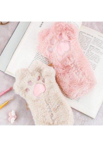 Gri Stil Cut Kedi Pençe Kalem Çantası Yumuşak Peluş Kozmetik Kılıfı Büyük Kapasiteli Kalem Kutusu Kalemlik Okul Malzemeleri Kırtasiye Organizatör (Yurt Dışından) indirimleri